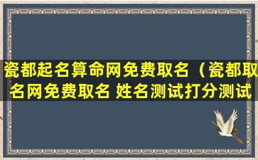 瓷都起名算命网免费取名（瓷都取名网免费取名 姓名测试打分测试）